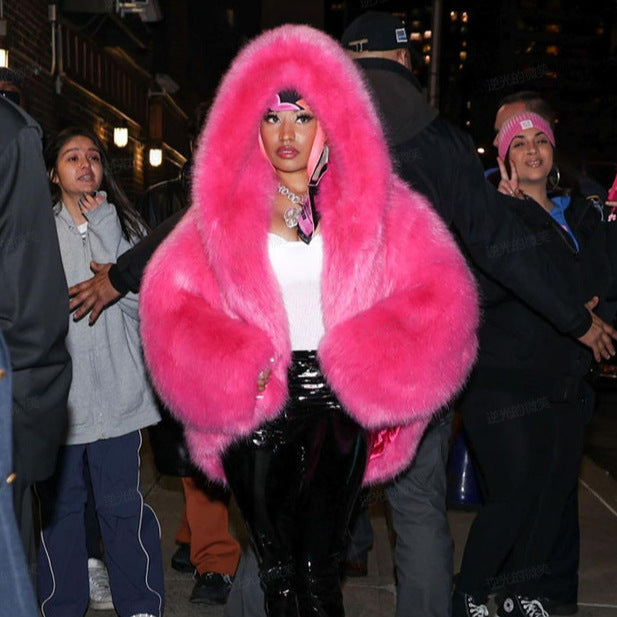 The Emerald Fox™ Hooded Fur Coat