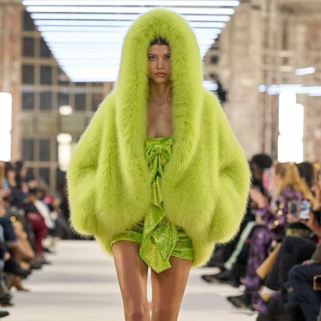 The Emerald Fox™ Hooded Fur Coat