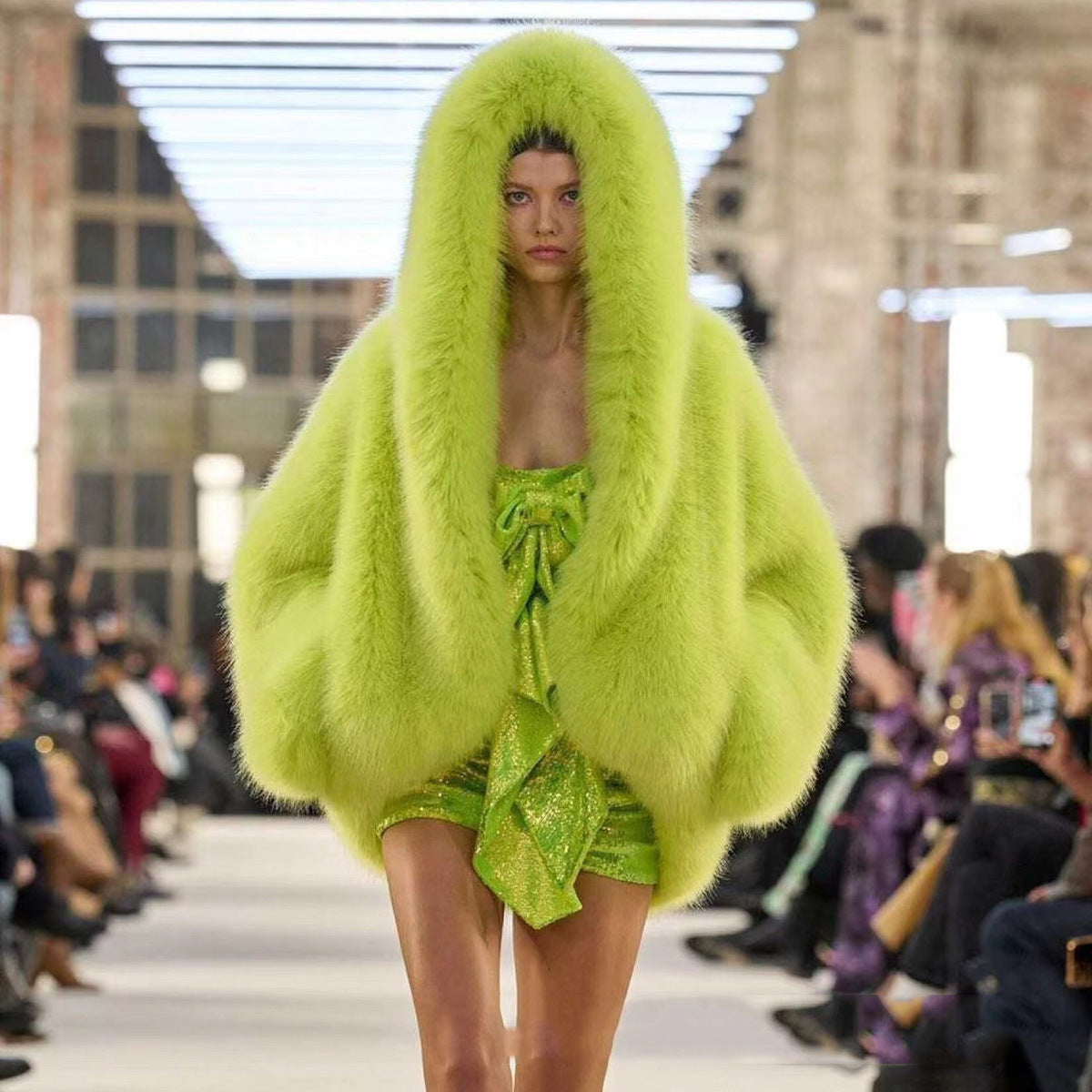 The Emerald Fox™ Hooded Fur Coat