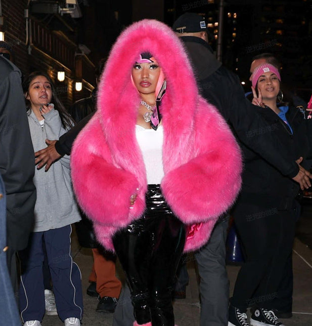 The Emerald Fox™ Hooded Fur Coat