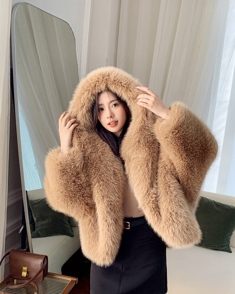 The Emerald Fox™ Hooded Fur Coat