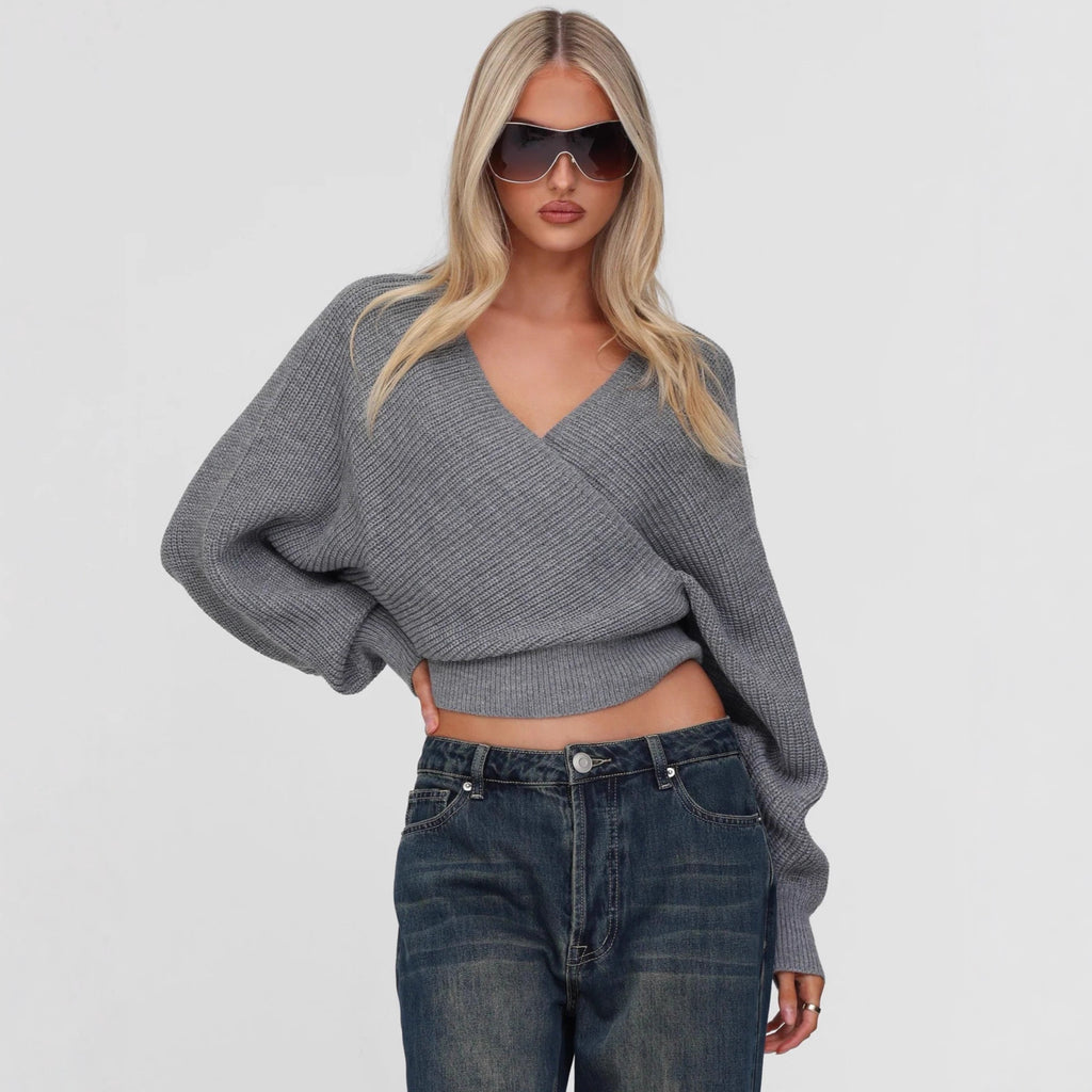 The Aura Chic™ Cropped V-Knit