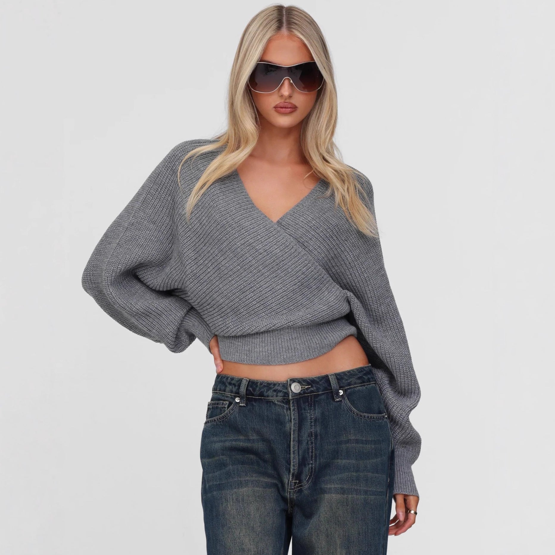 The Aura Chic™ Cropped V-Knit